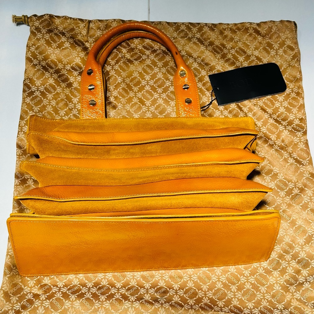 Bodhi accordion “Temple” purse - Mustard Leather. Minor imperfections. Great Buy